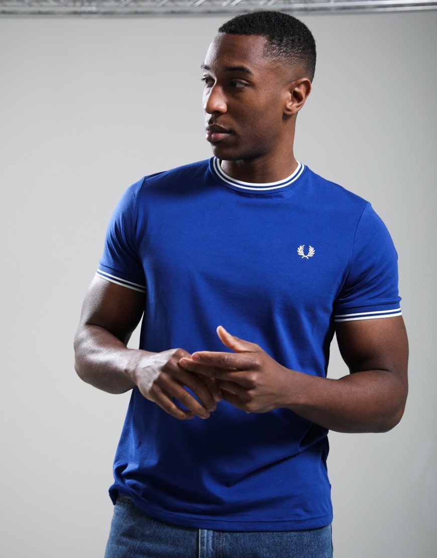 Fred Perry Twin Tipped T-Shirt Soho Blue/Snow White