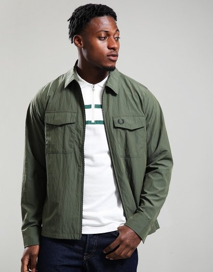 Fred Perry Zip Overshirt Laurel Wreath Green