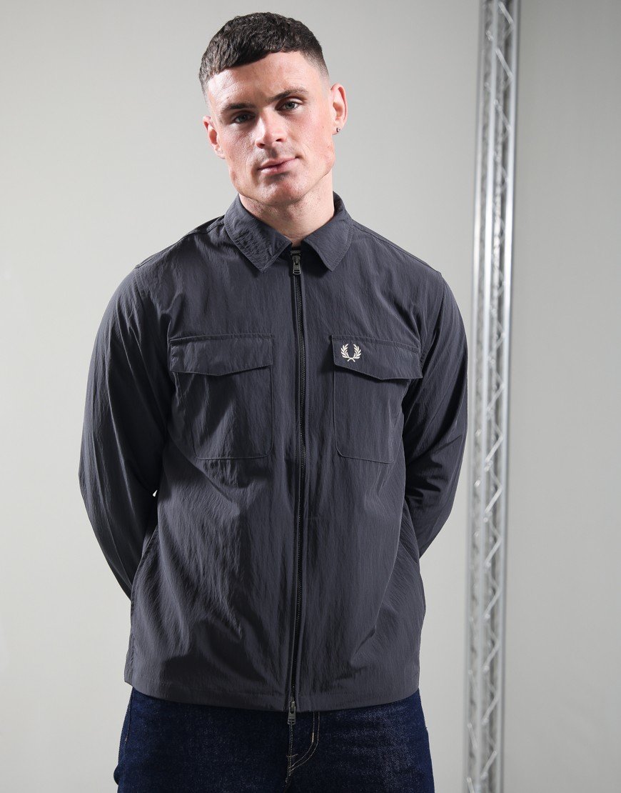 Fred Perry Zip Through Overshirt Anchor Grey