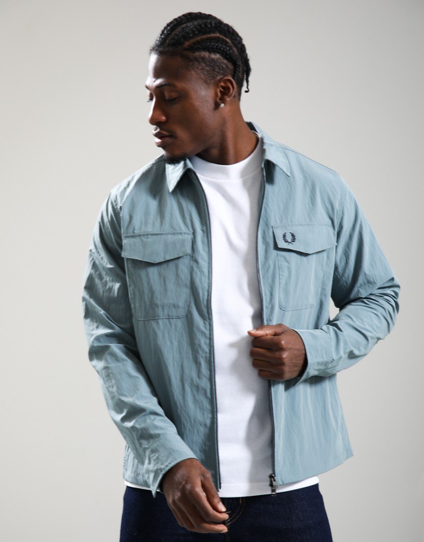 Fred Perry Zip Through Overshirt Stockport Blue Fred Perry Zip Through Overshirt Stockport Blue