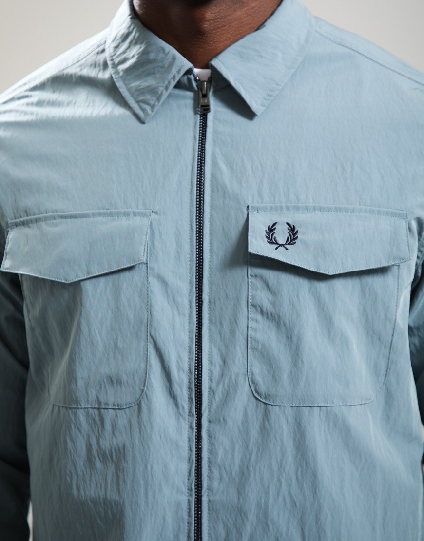 Fred Perry Zip Through Overshirt Stockport Blue Fred Perry Zip Through Overshirt Stockport Blue