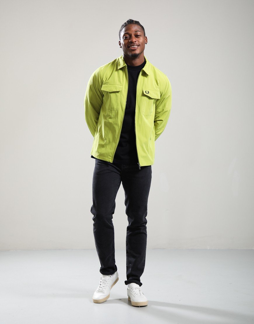 Fred Perry Zip Through Overshirt Tennis Ball Yellow Fred Perry Zip Through Overshirt Tennis Ball Yellow