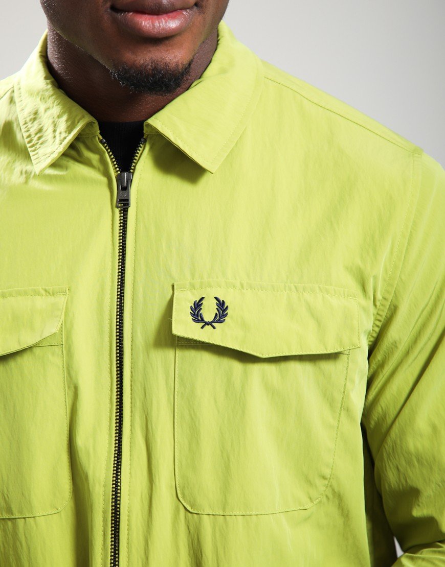 Fred Perry Zip Through Overshirt Tennis Ball Yellow Fred Perry Zip Through Overshirt Tennis Ball Yellow