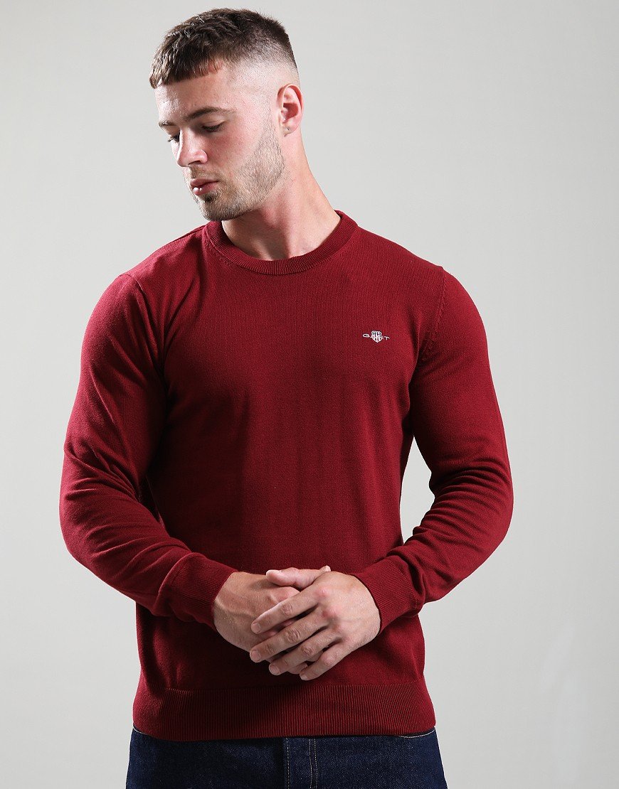 GANT Classic Cotton Crew Neck Knit Plumped Red