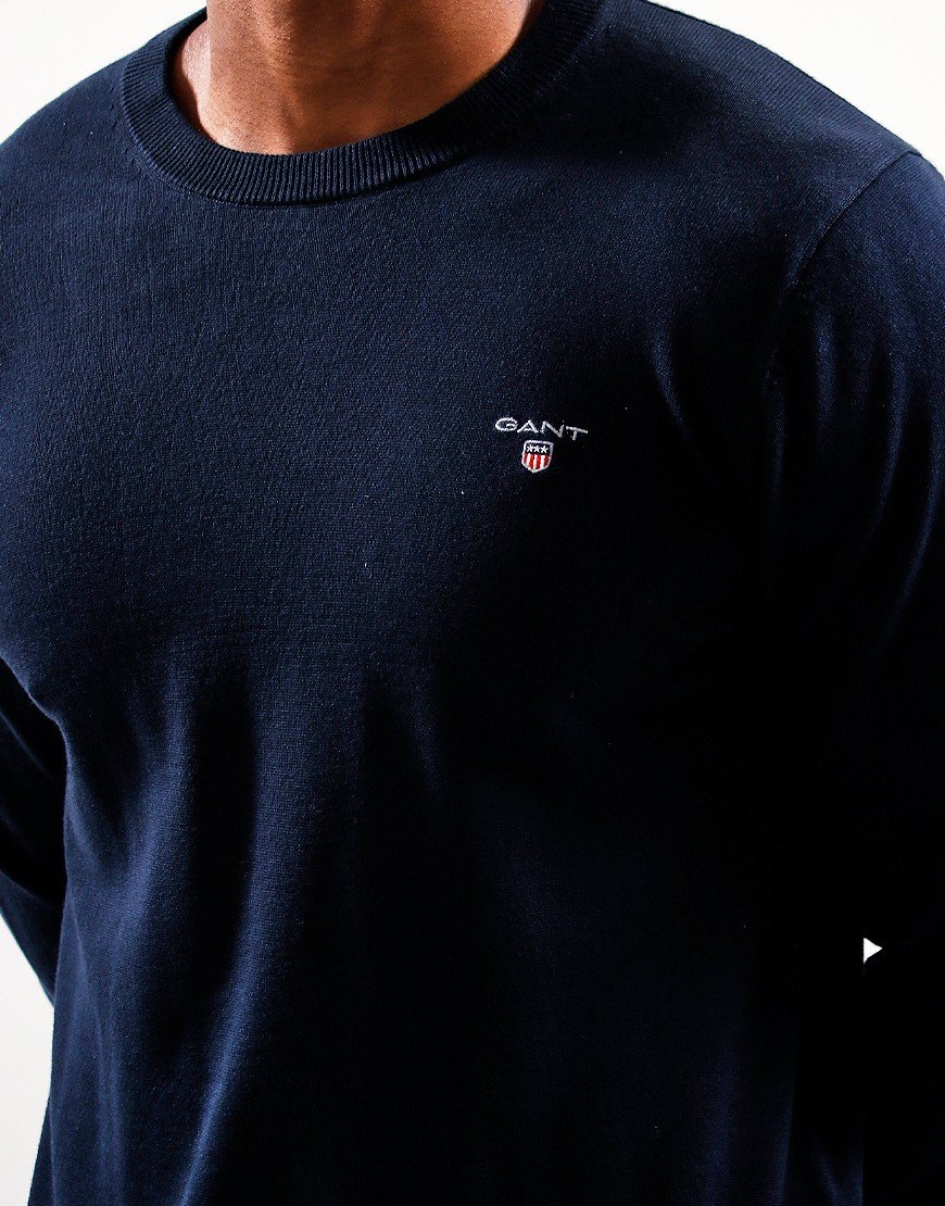 GANT Cotton Crew Neck Knit Evening Blue