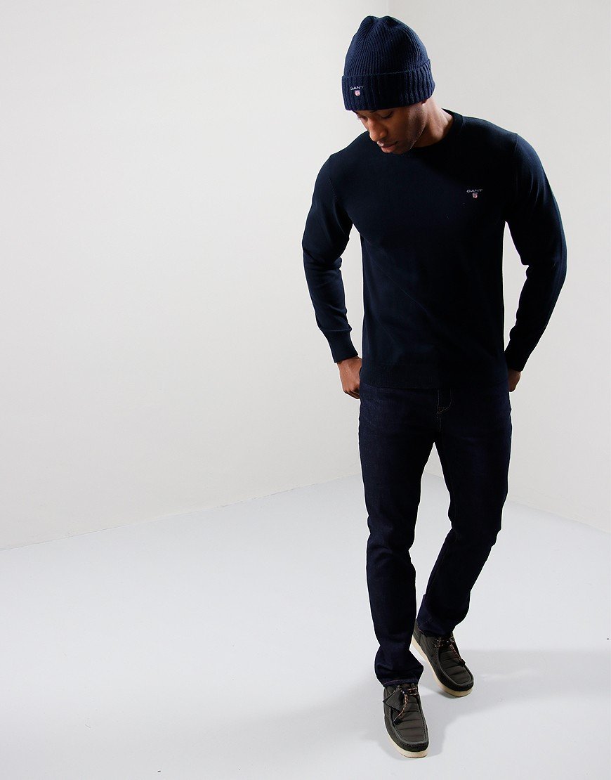 GANT Cotton Crew Neck Knit Evening Blue