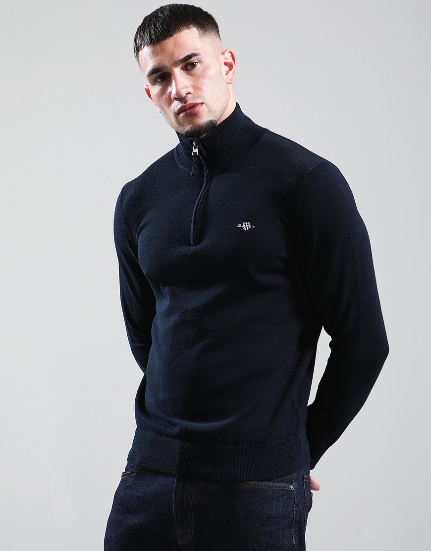 GANT Classic Cotton Half Zip Sweat Evening Blue