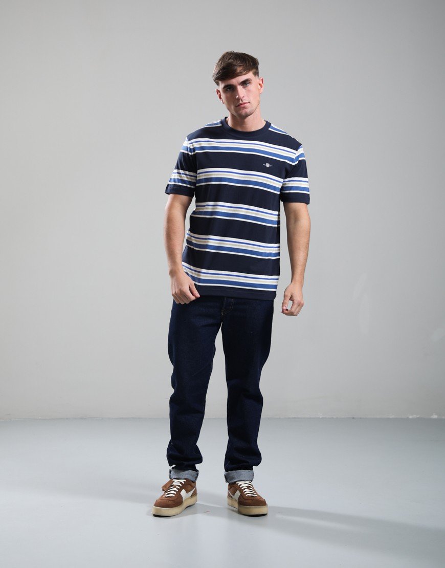 GANT Multi Stripe T-Shirt Evening Blue