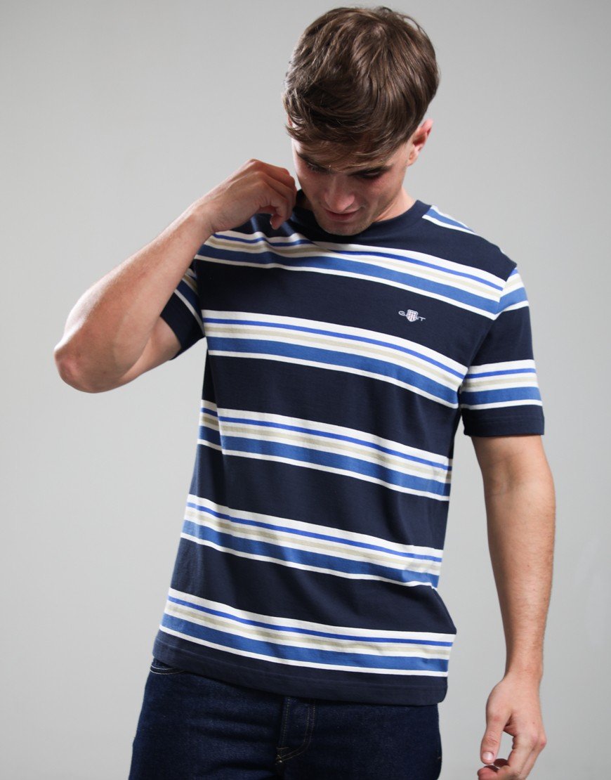 GANT Multi Stripe T-Shirt Evening Blue
