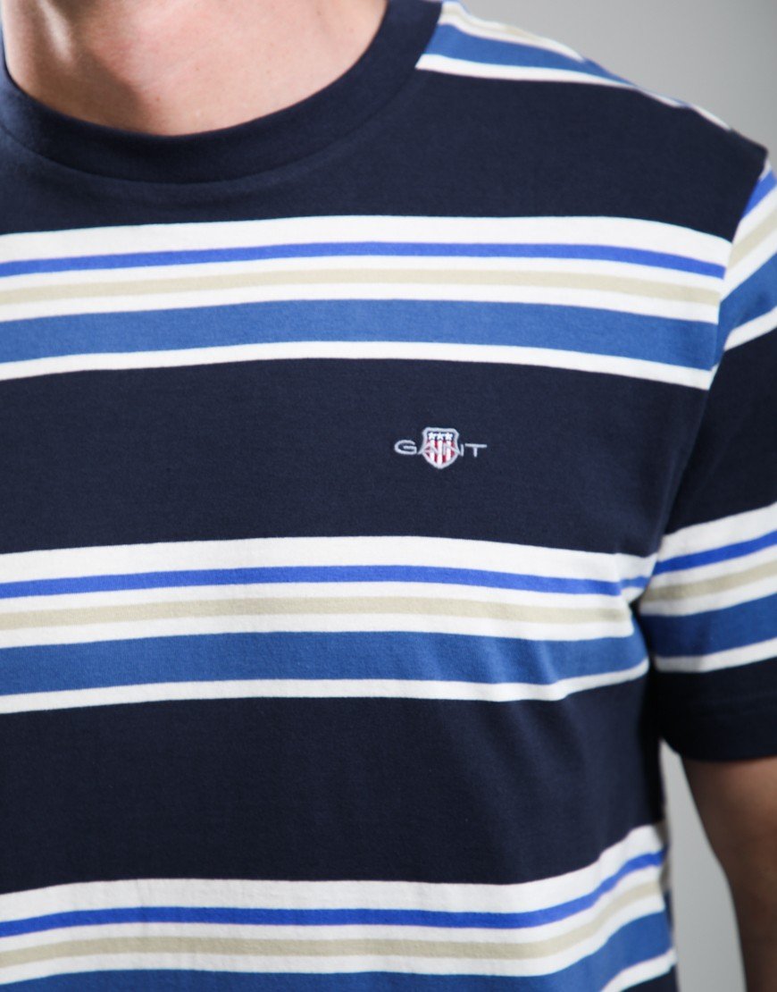 GANT Multi Stripe T-Shirt Evening Blue