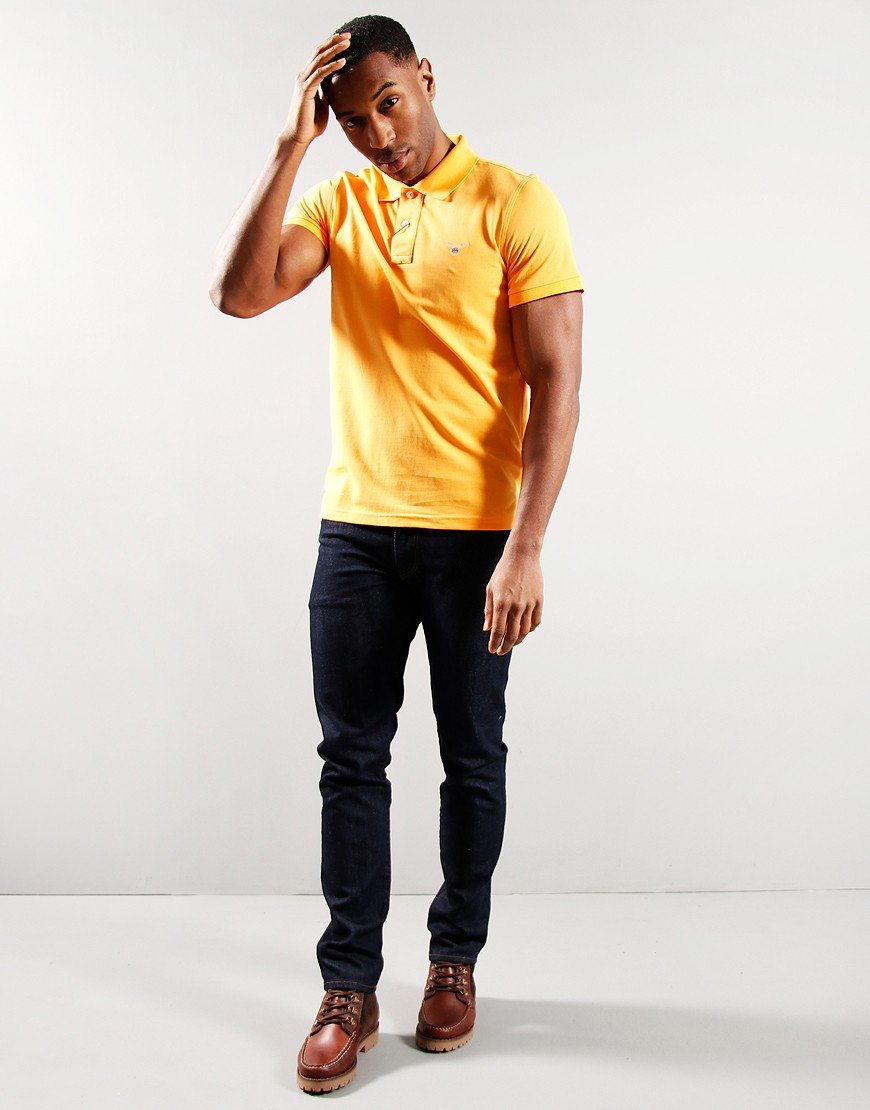GANT Pique Polo Shirt Dahlia Orange Terraces Menswear