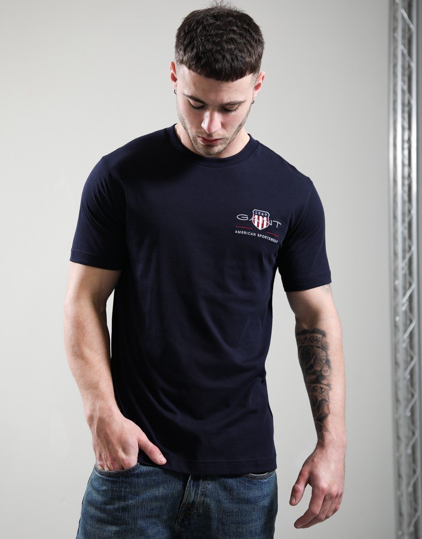 Gant Regular Archive Shield Embroidered T-Shirt Evening Blue