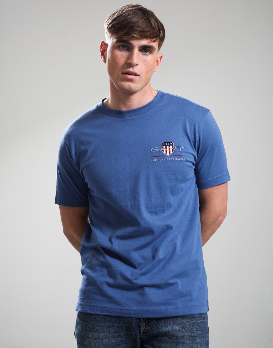 GANT Regular Archive Shield Embroidered T-Shirt Vintage Blue