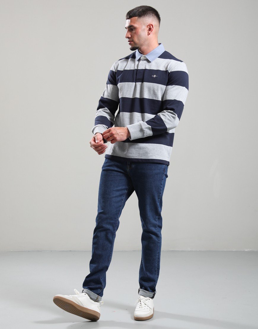 GANT Regular Chambray Collar Striped Heavy Rugger Grey Melange