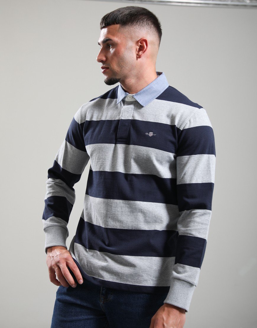 GANT Regular Chambray Collar Striped Heavy Rugger Grey Melange