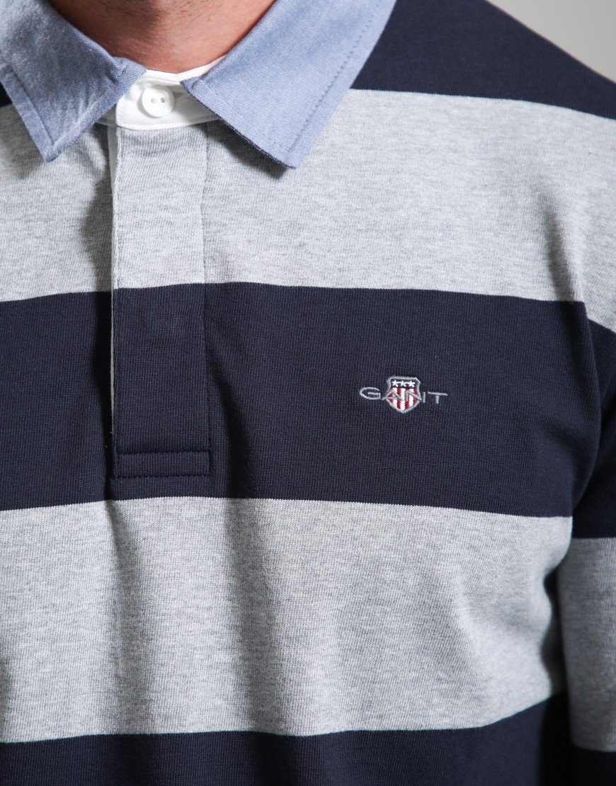 GANT Regular Chambray Collar Striped Heavy Rugger Grey Melange