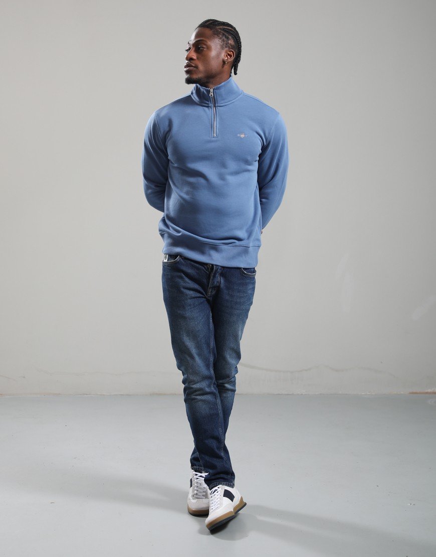 GANT Regular Shield Half Zip Sweat Blue Horizon