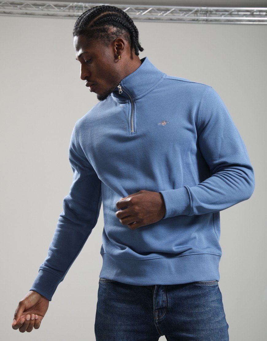 GANT Regular Shield Half Zip Sweat Blue Horizon