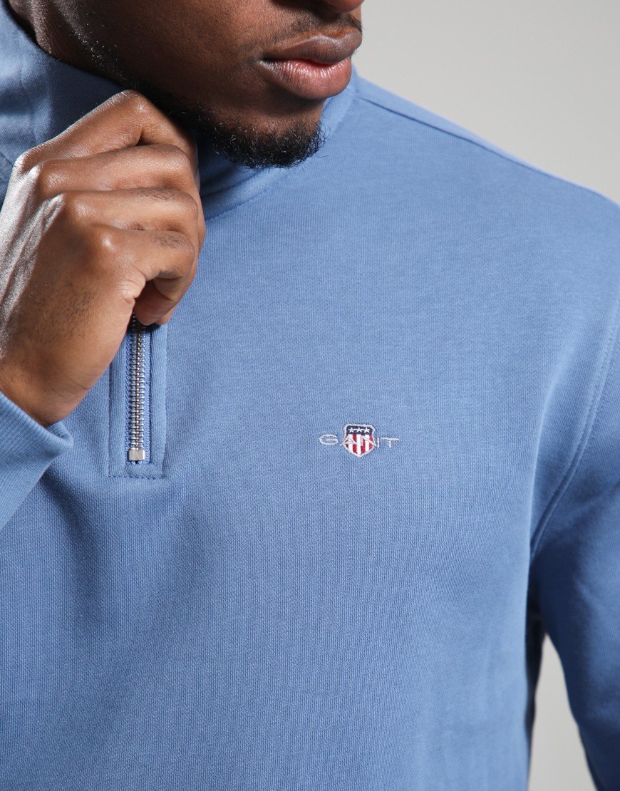 GANT Regular Shield Half Zip Sweat Blue Horizon
