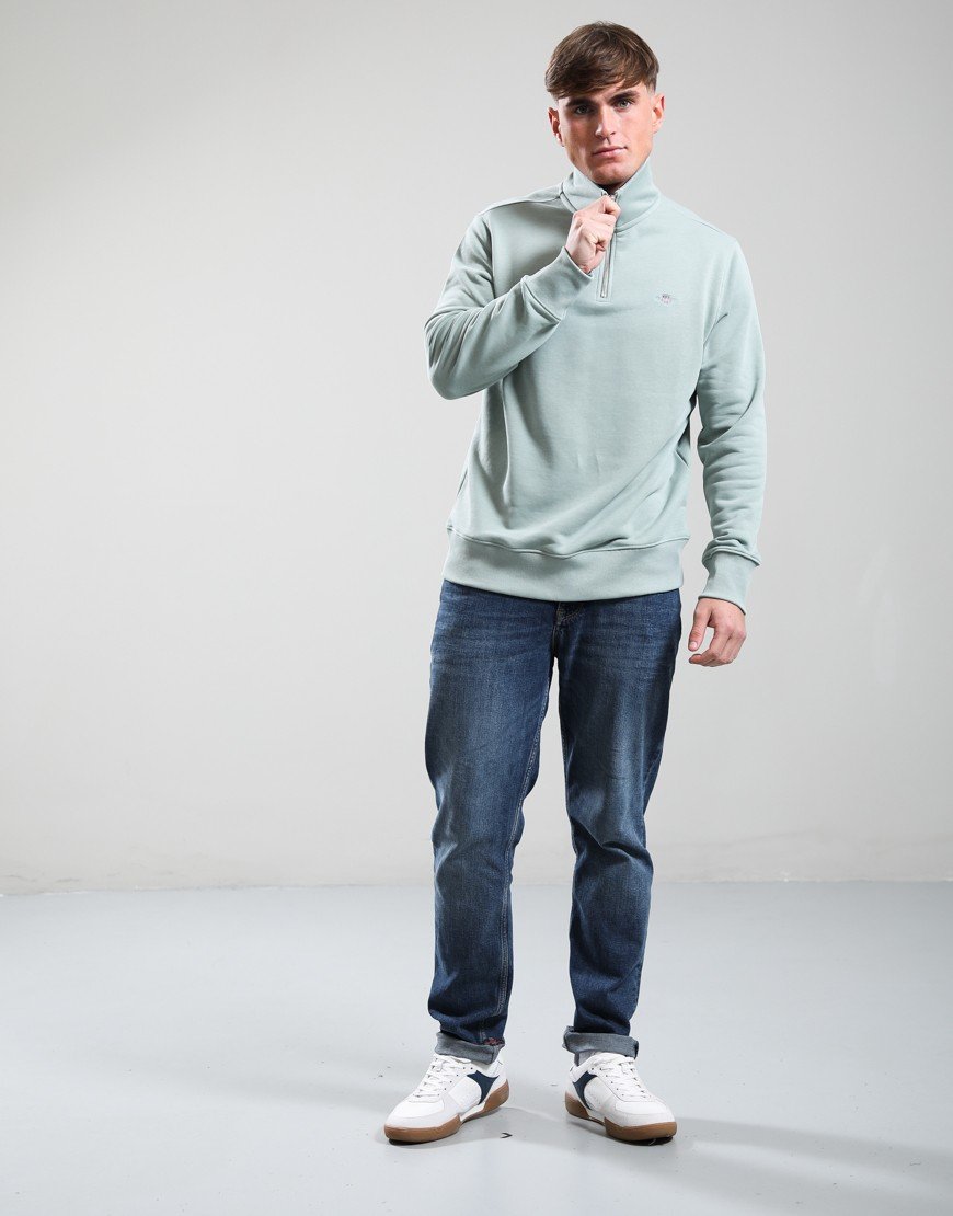 GANT Regular Shield Half Zip Sweat Ceramic Grey