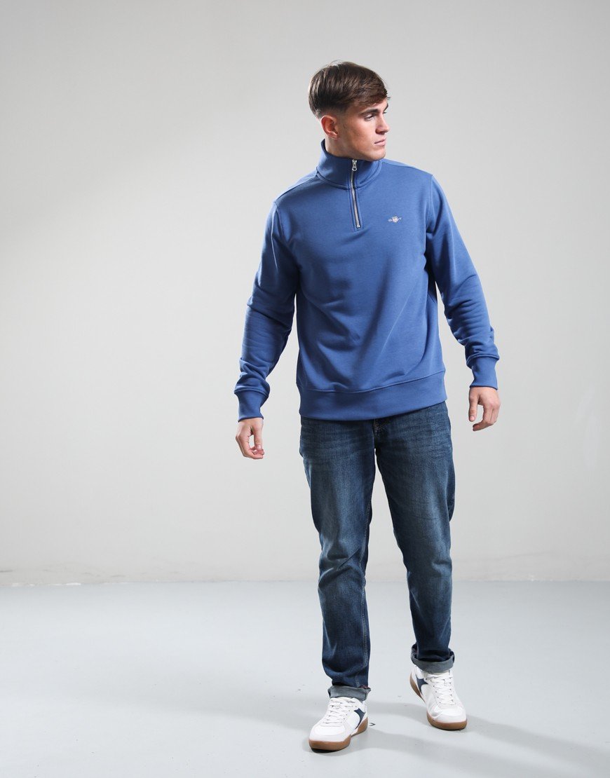 Gant Regular Shield Half Zip Sweat Vintage Blue