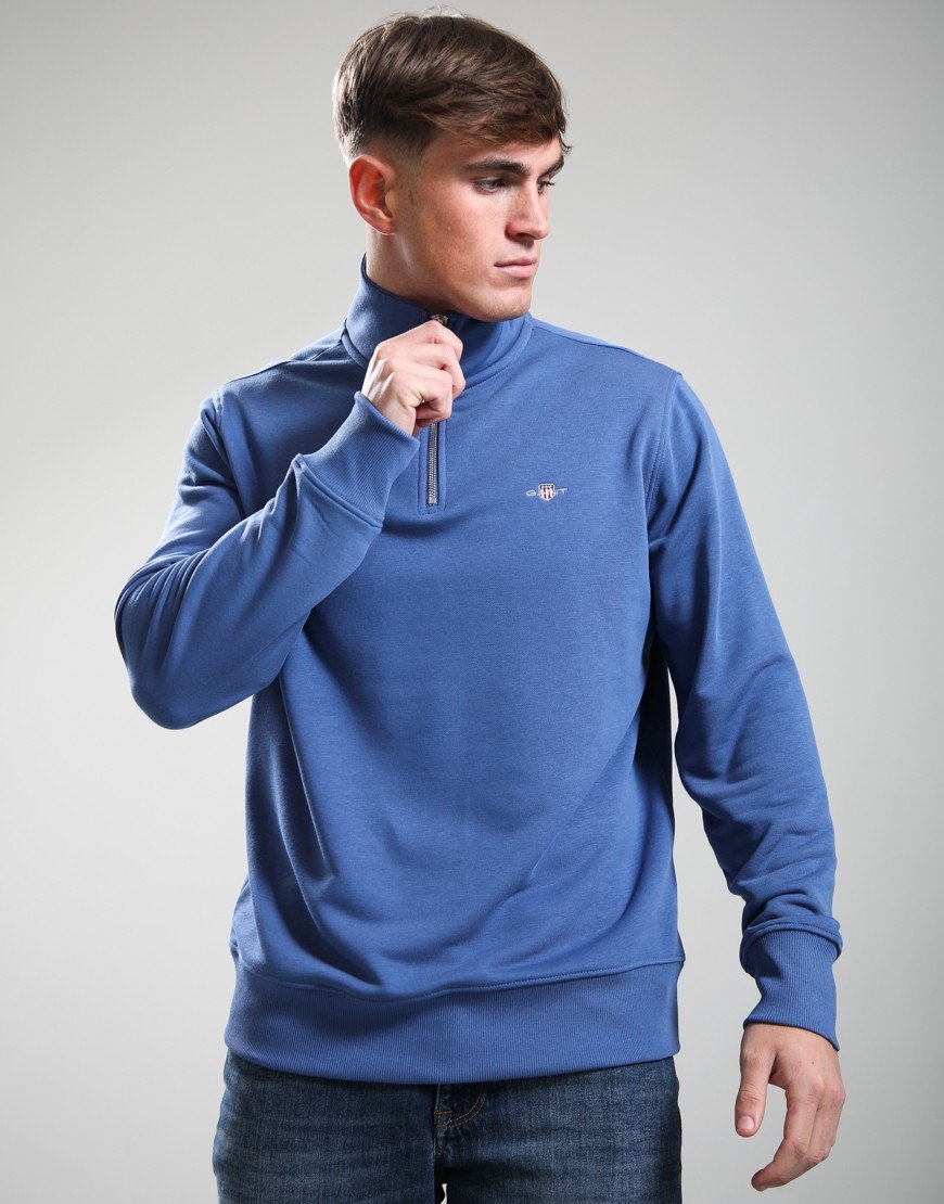 Gant Regular Shield Half Zip Sweat Vintage Blue
