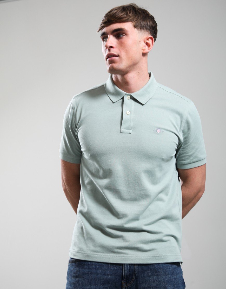 GANT Regular Shield Pique Polo Shirt Ceramic Grey