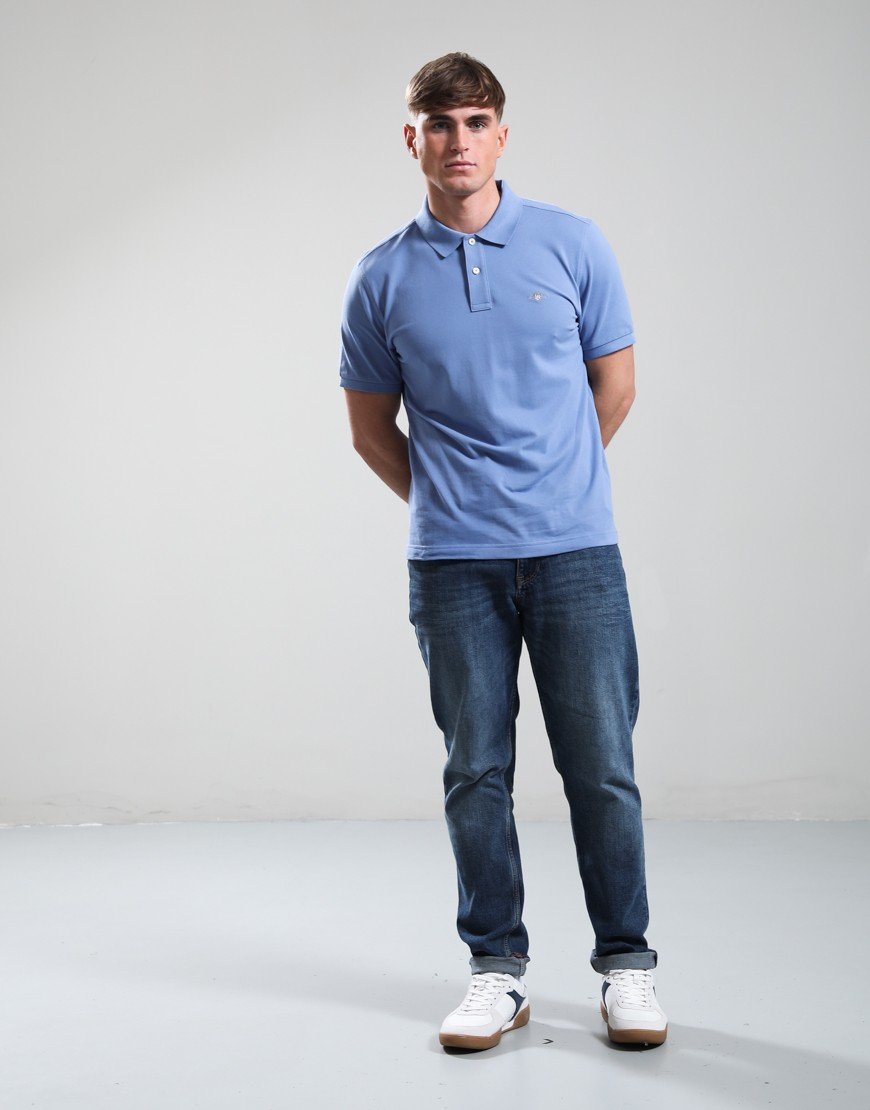 GANT Regular Shield Pique Polo Shirt Faded Denim