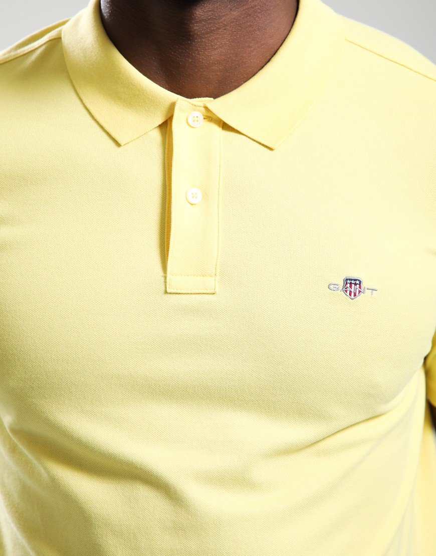 GANT Regular Shield Pique Polo Shirt Banana Yellow