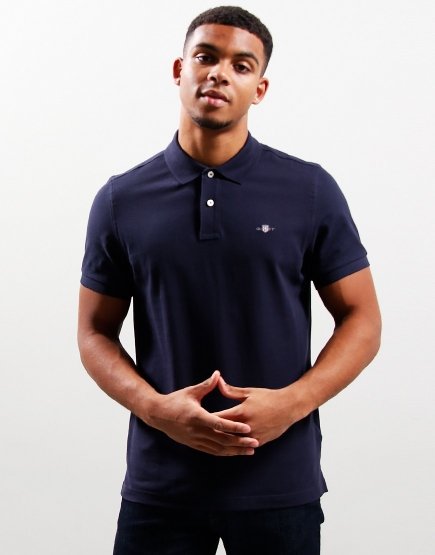 GANT Regular Shield Pique Polo Shirt Evening Blue