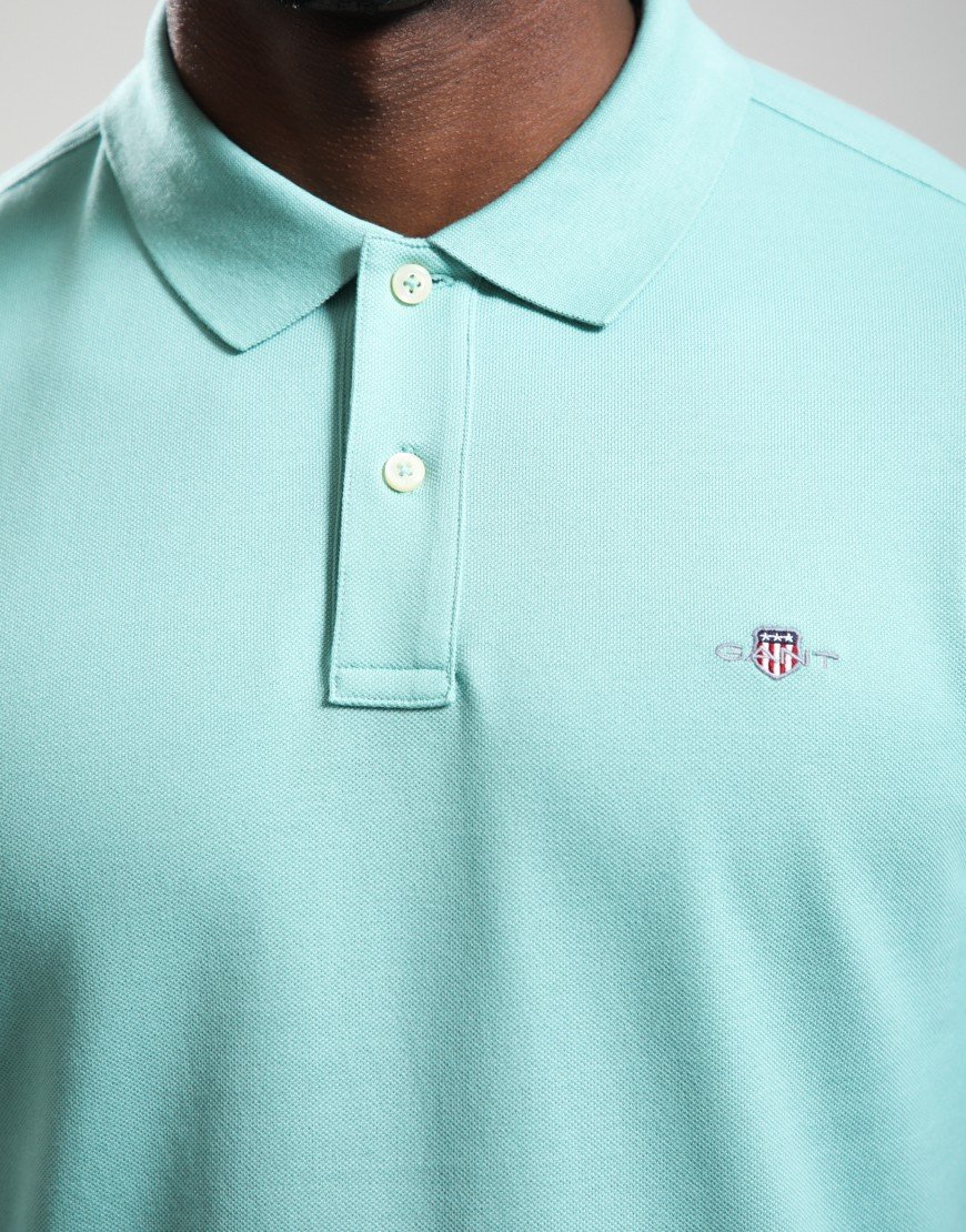 GANT Regular Shield Pique Polo Shirt Muted Turquoise