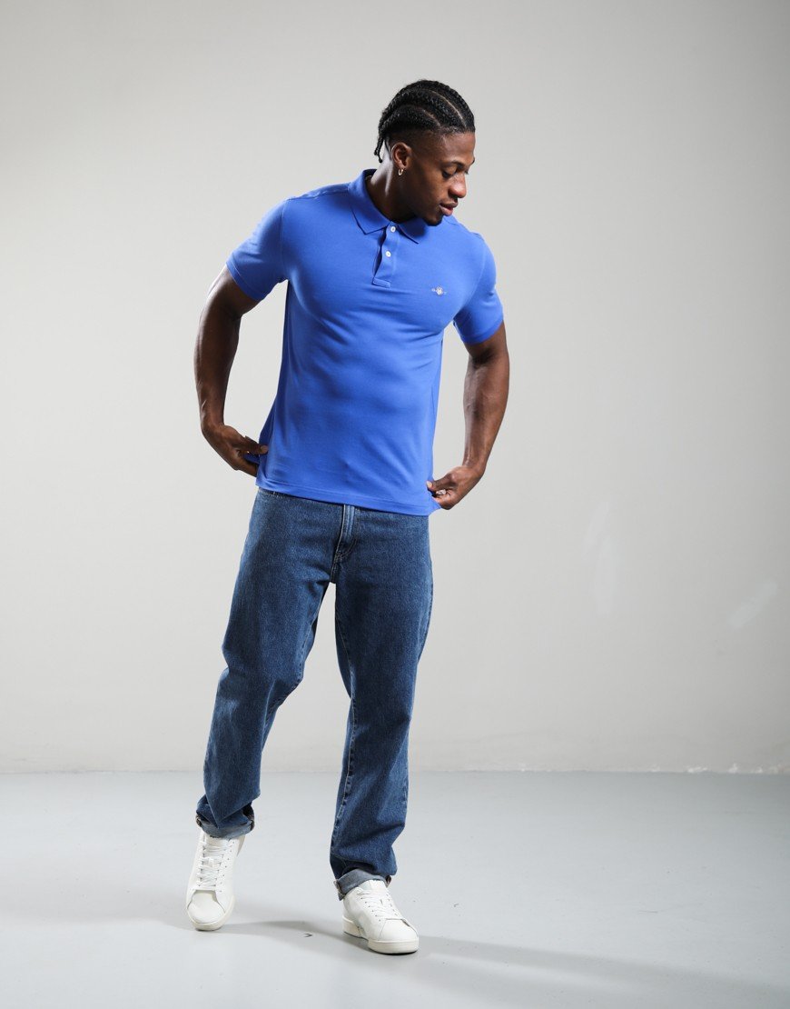 GANT Regular Shield Pique Polo Shirt Royal Blue