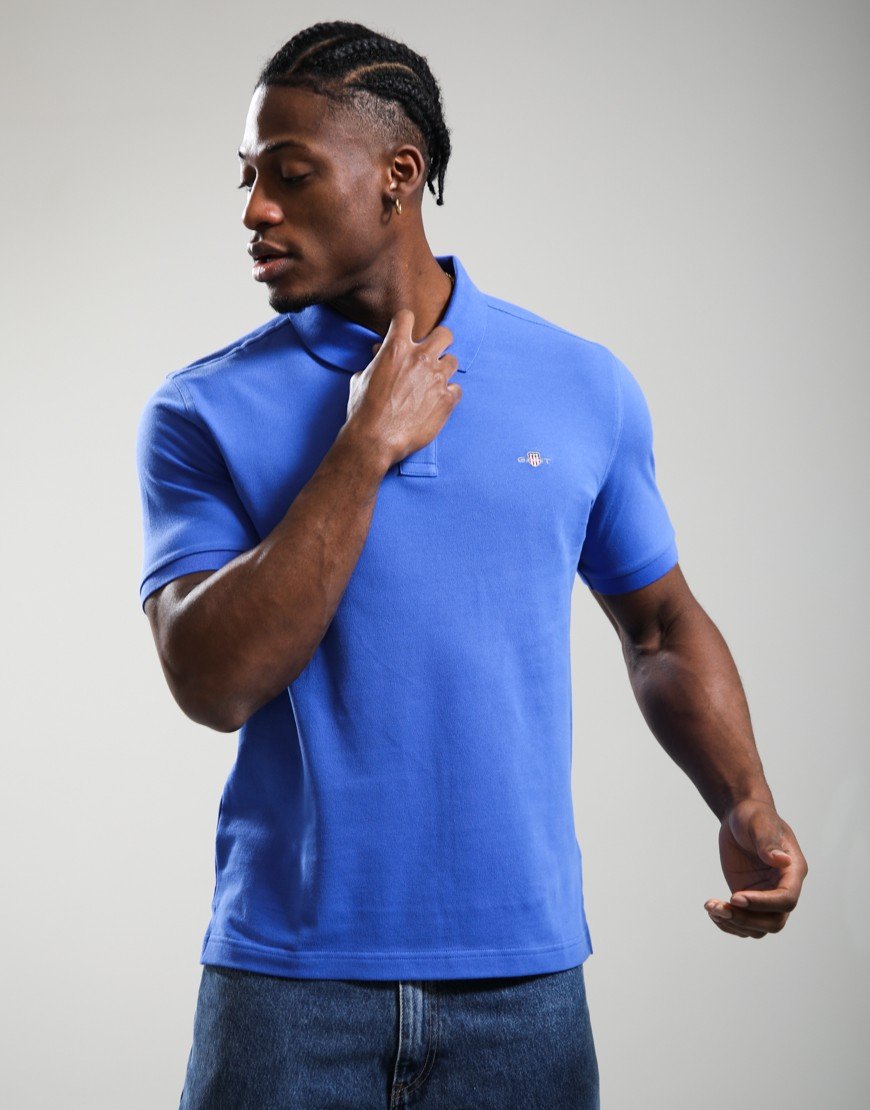 GANT Regular Shield Pique Polo Shirt Royal Blue