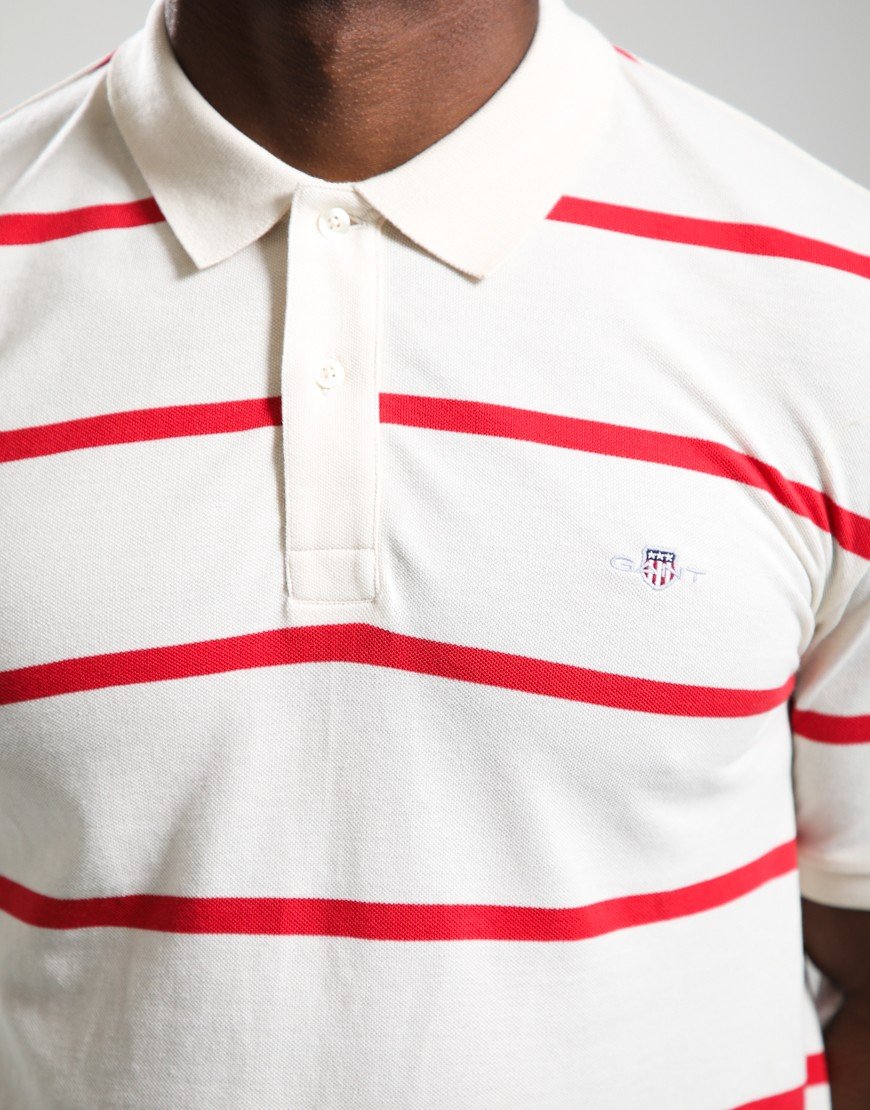 GANT Striped Polo Shirt Creamed White