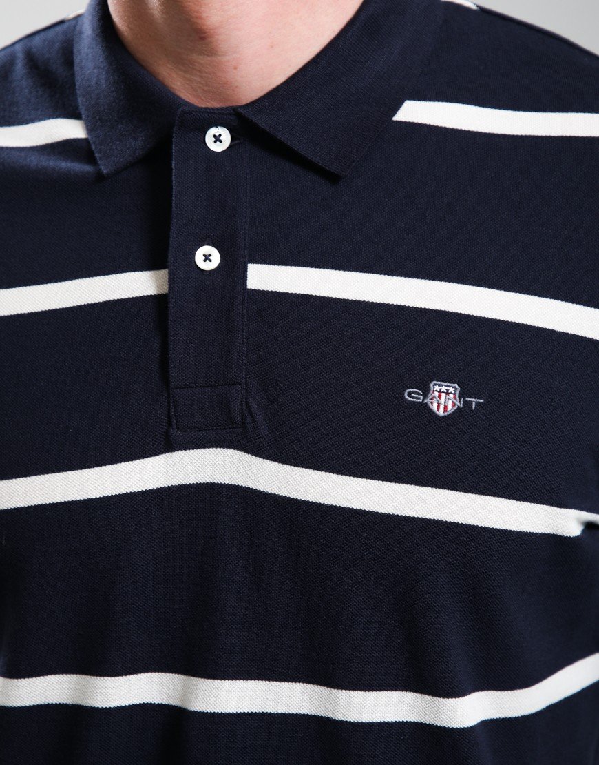 GANT Striped Polo Shirt Evening Blue