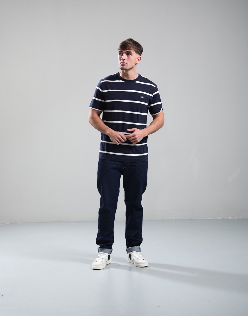 GANT Striped T-Shirt Evening Blue