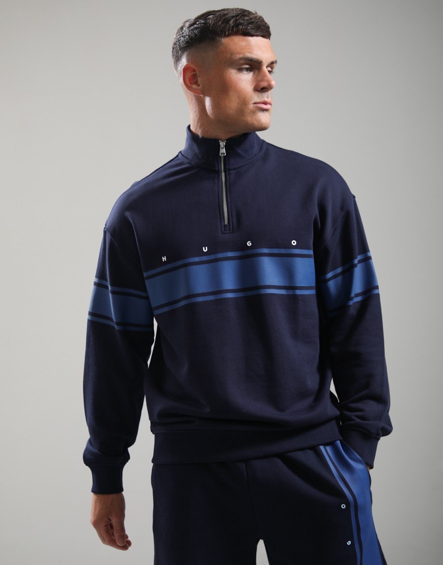 HUGO Demsizip Half Zip Sweat Dark Blue