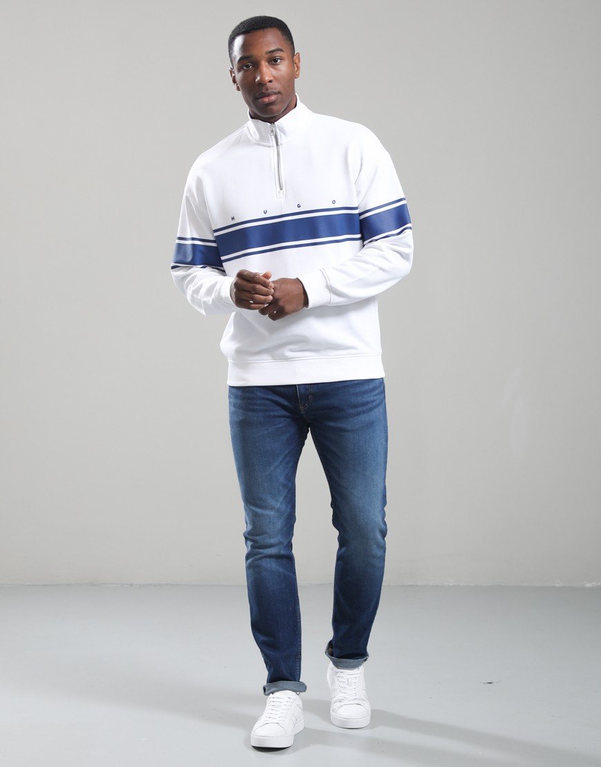 HUGO Demsizip Half Zip Sweat White