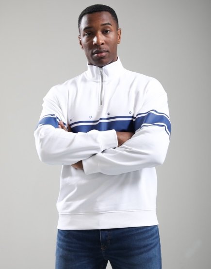 HUGO Demsizip Half Zip Sweat White
