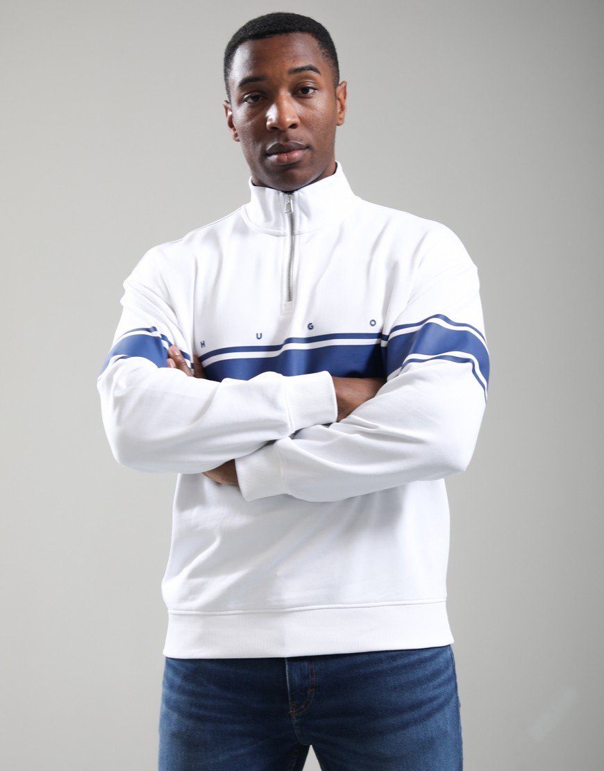 HUGO Demsizip Half Zip Sweat White