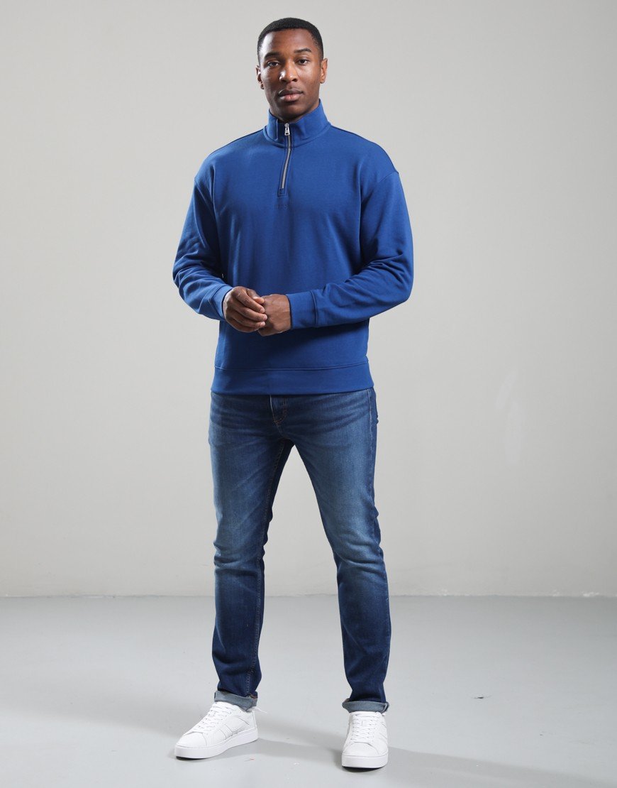HUGO Durty244 Half Zip Sweat Open Blue