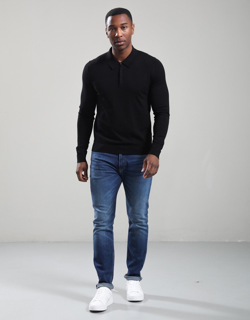 HUGO San Pippo-CV Knit Polo Shirt Black