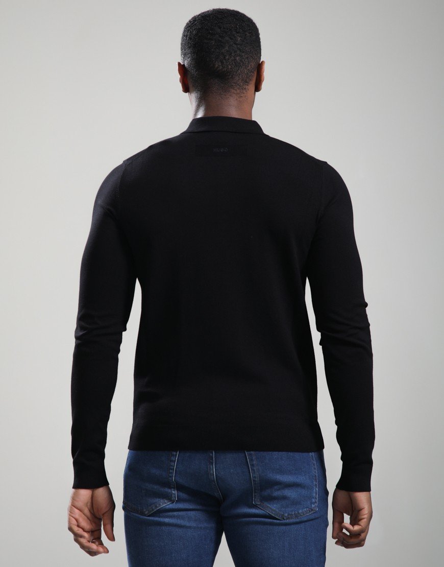 HUGO San Pippo-CV Knit Polo Shirt Black