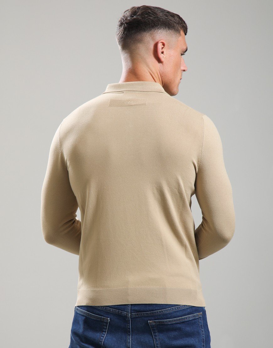HUGO San Pippo-CV Knit Polo Shirt Medium Beige