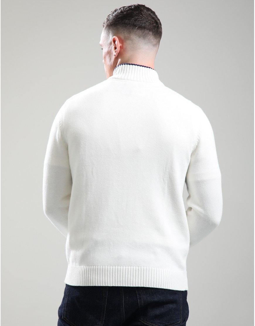 Hackett Heritage Winter Half Zip Knit Off White