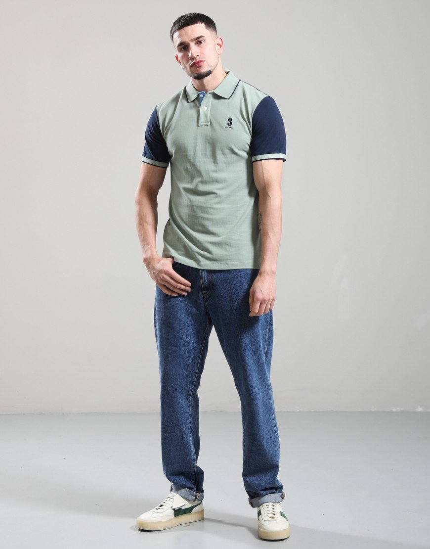 Hackett Heritage Number Back Panel Polo Sage Green