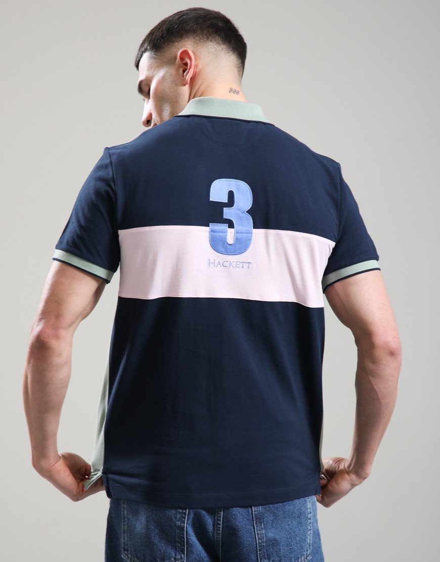 Hackett Heritage Number Back Panel Polo Sage Green
