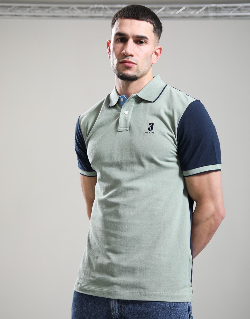 Hackett Heritage Number Back Panel Polo Sage Green
