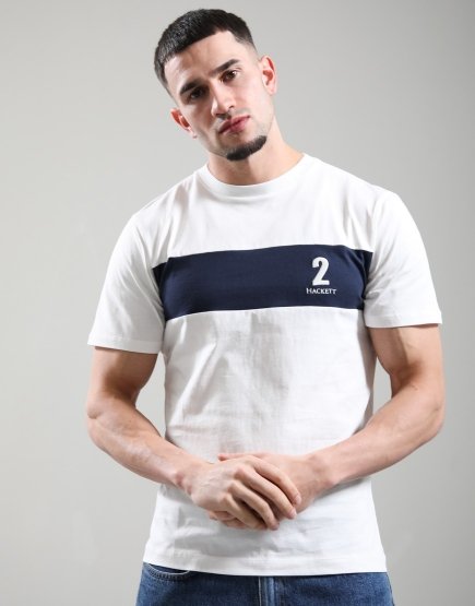 Hackett Heritage Number Panel T-Shirt Off White