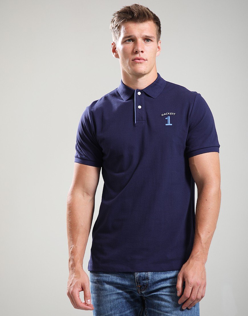 Hackett Heritage Number Polo Shirt Ink Blue